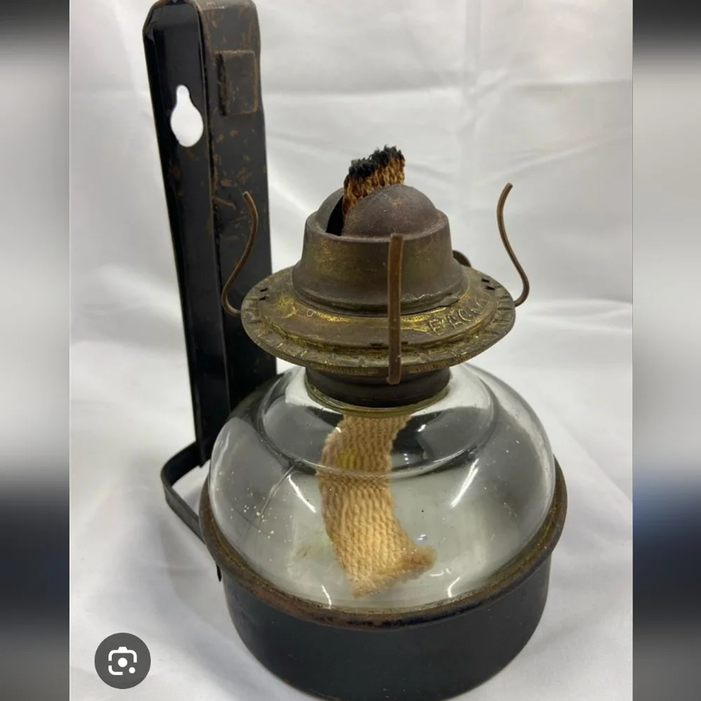 Vintage Oil Lamp with Black and Gold Accents